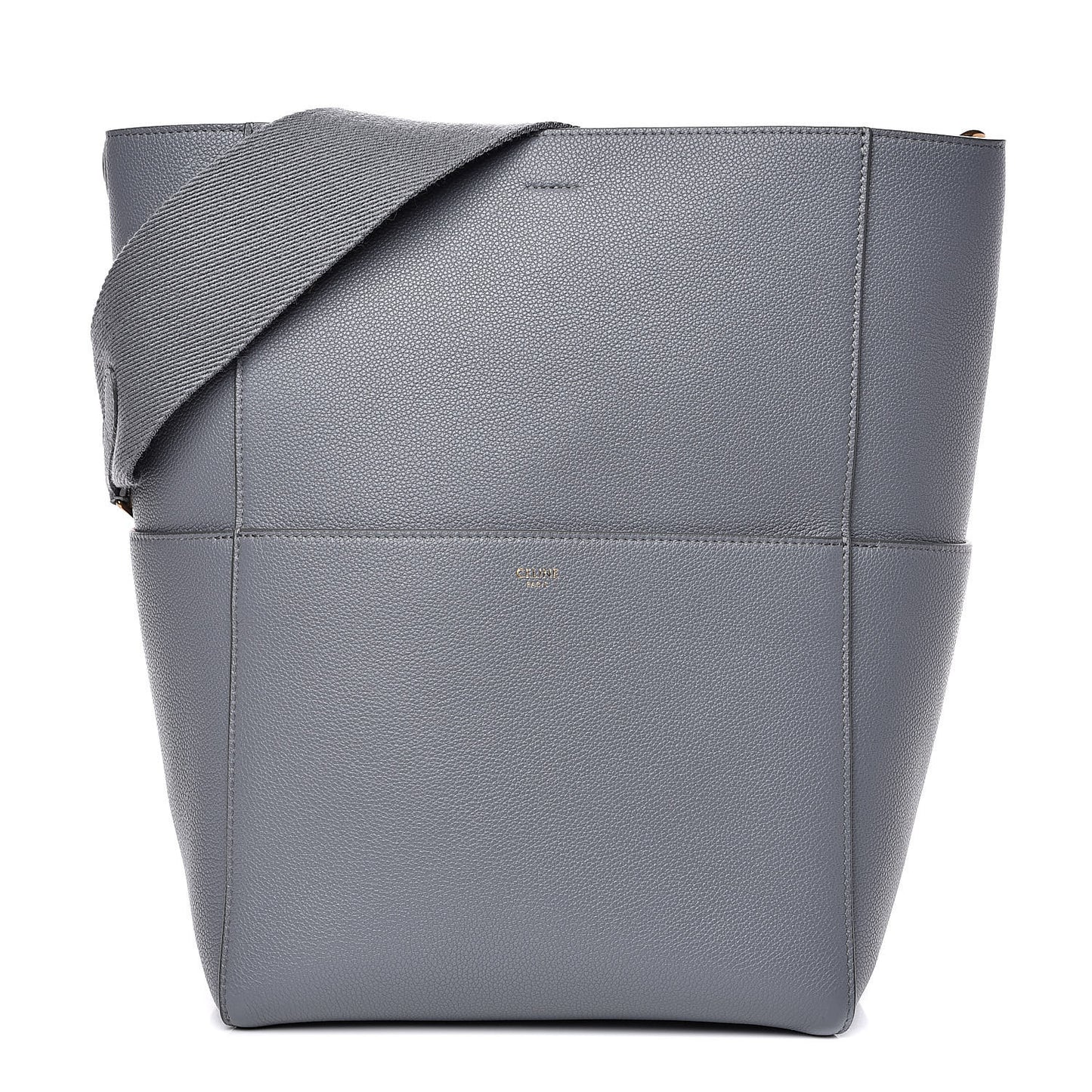 Soft Grained Calfskin Sangle Bucket Bag Grey
