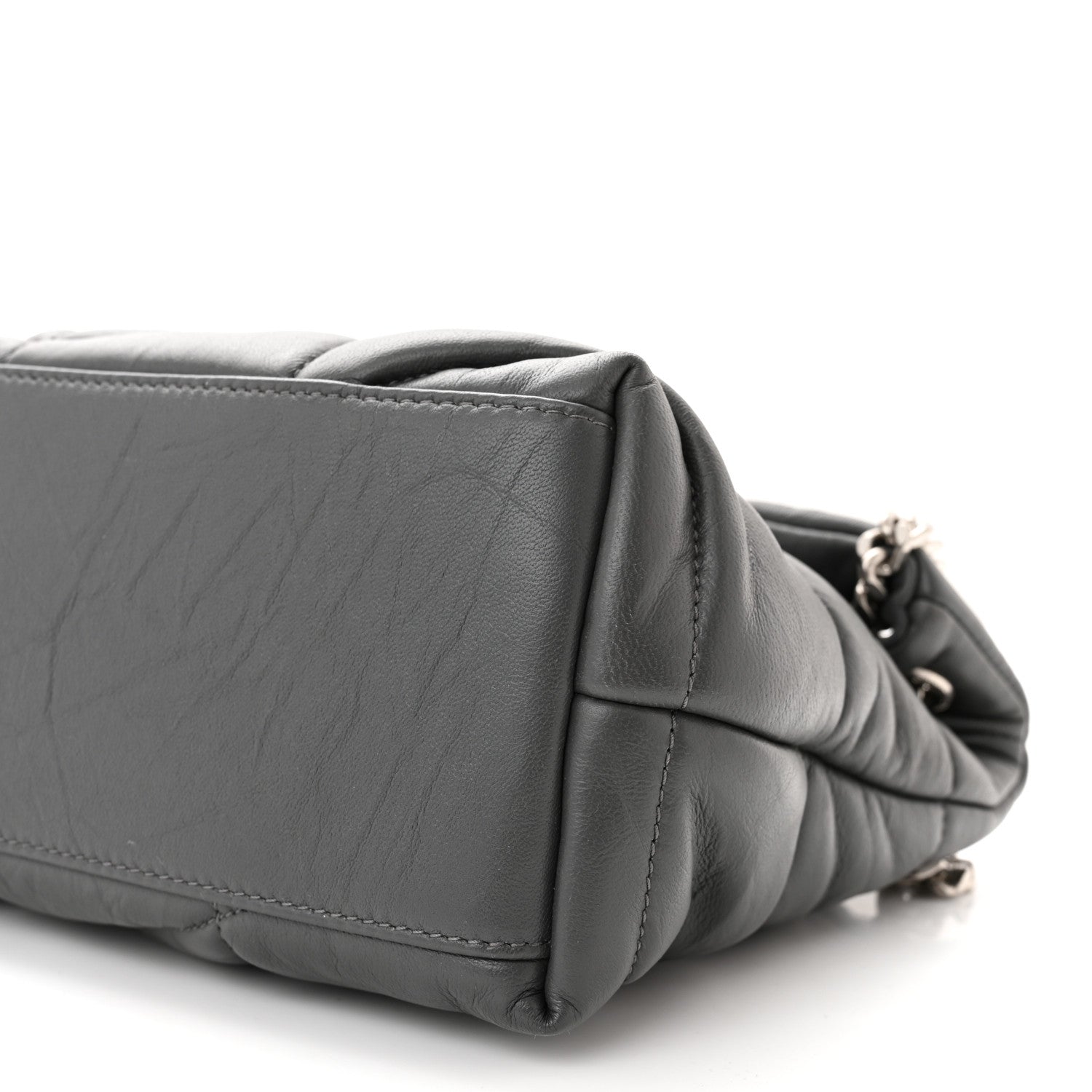 Saint Laurent Lambskin Quilted Small Loulou Puffer Monogram Chain Satchel Concrete 10 of 10