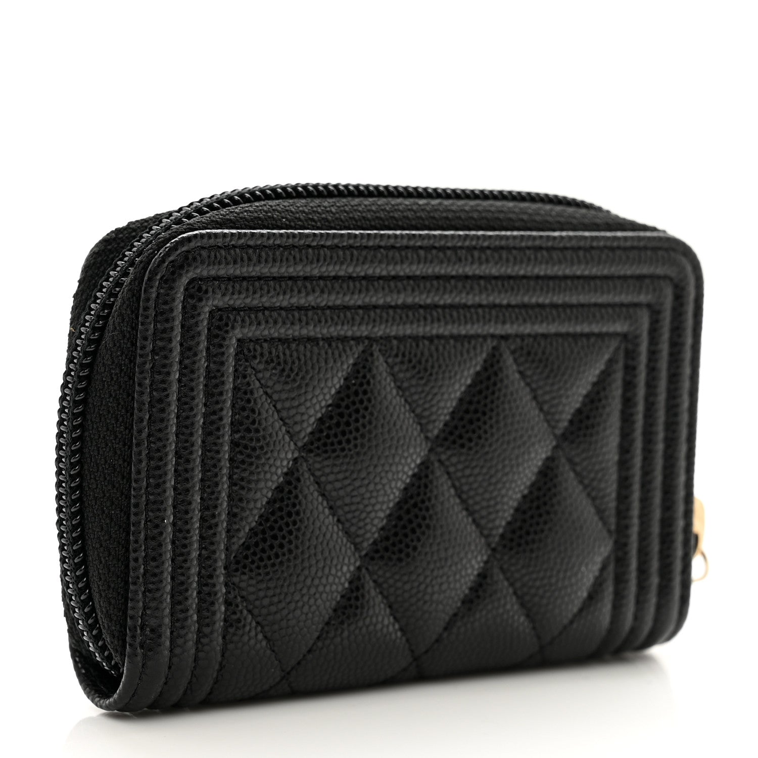 Chanel Caviar Quilted Boy Zip Around Coin Purse Wallet Black 3 of 10