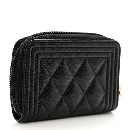 Chanel Caviar Quilted Boy Zip Around Coin Purse Wallet Black 3 of 10