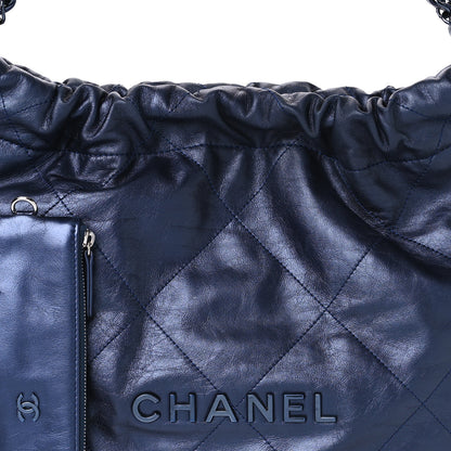 Chanel Metallic Calfskin Quilted Small Chanel 22 Navy Blue 9 of 12