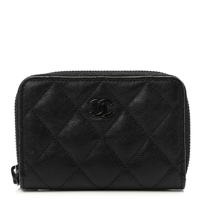 Chanel Calfskin Quilted Zip Coin Purse So Black 1 of 8