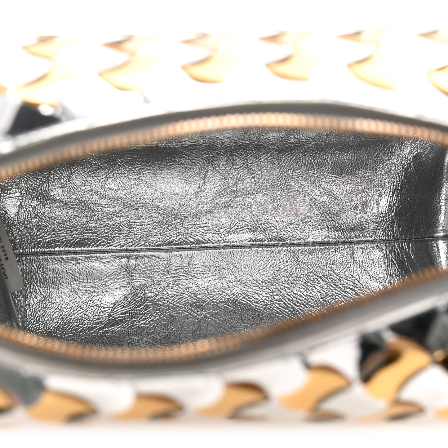 Metallic Lambskin Intrecciato Knot Small Loop Camera Bag Silver Gold