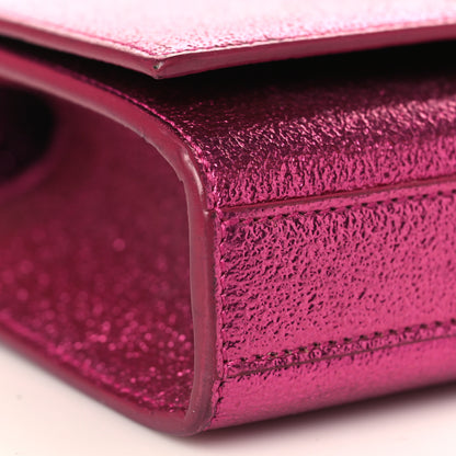 Saint Laurent Metallic Calfskin Small Classic Monogram Kate Satchel Fuchsia 7 of 9
