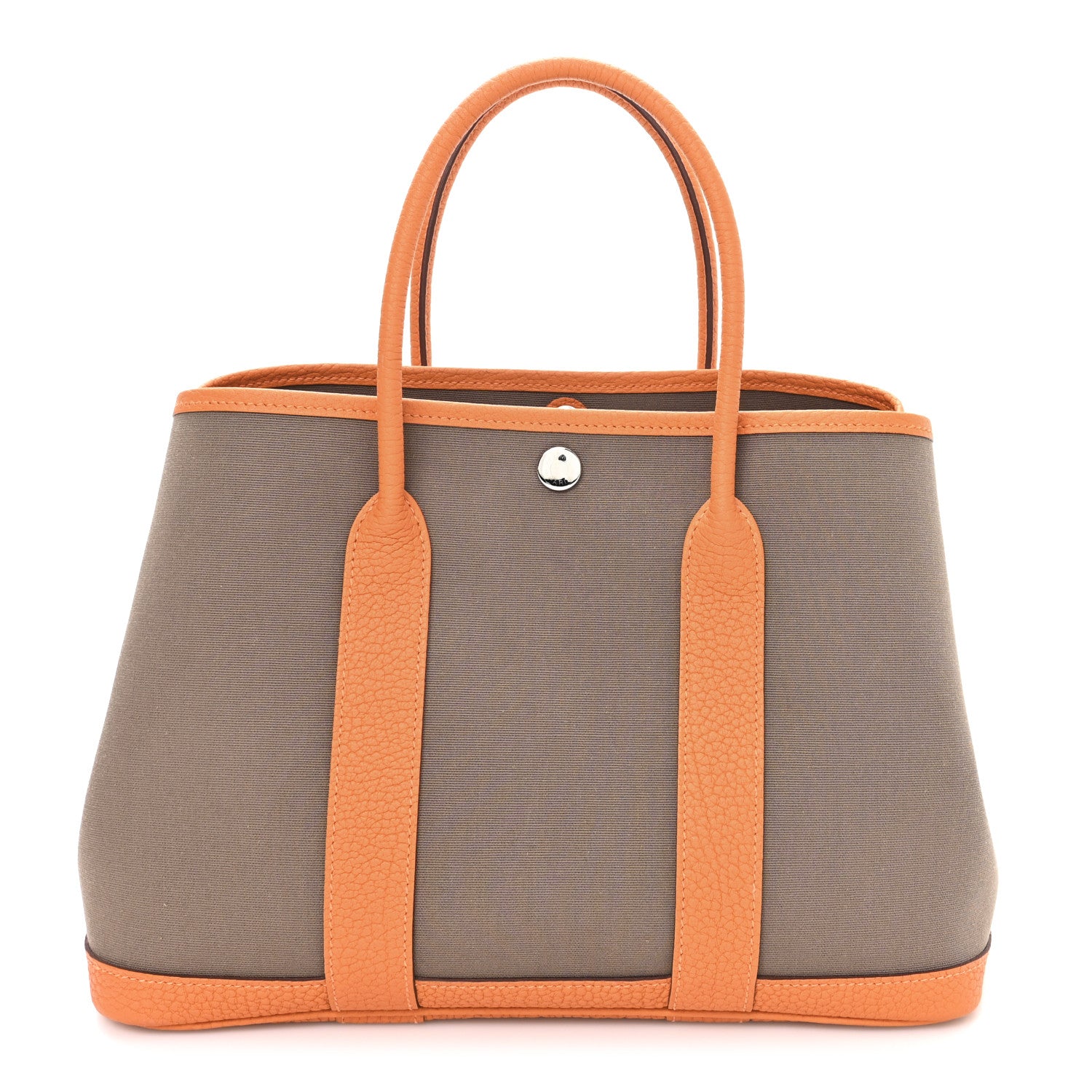 Hermes Toile Officier Negonda Garden Party Tote 30 Etoupe Orange 1 of 9