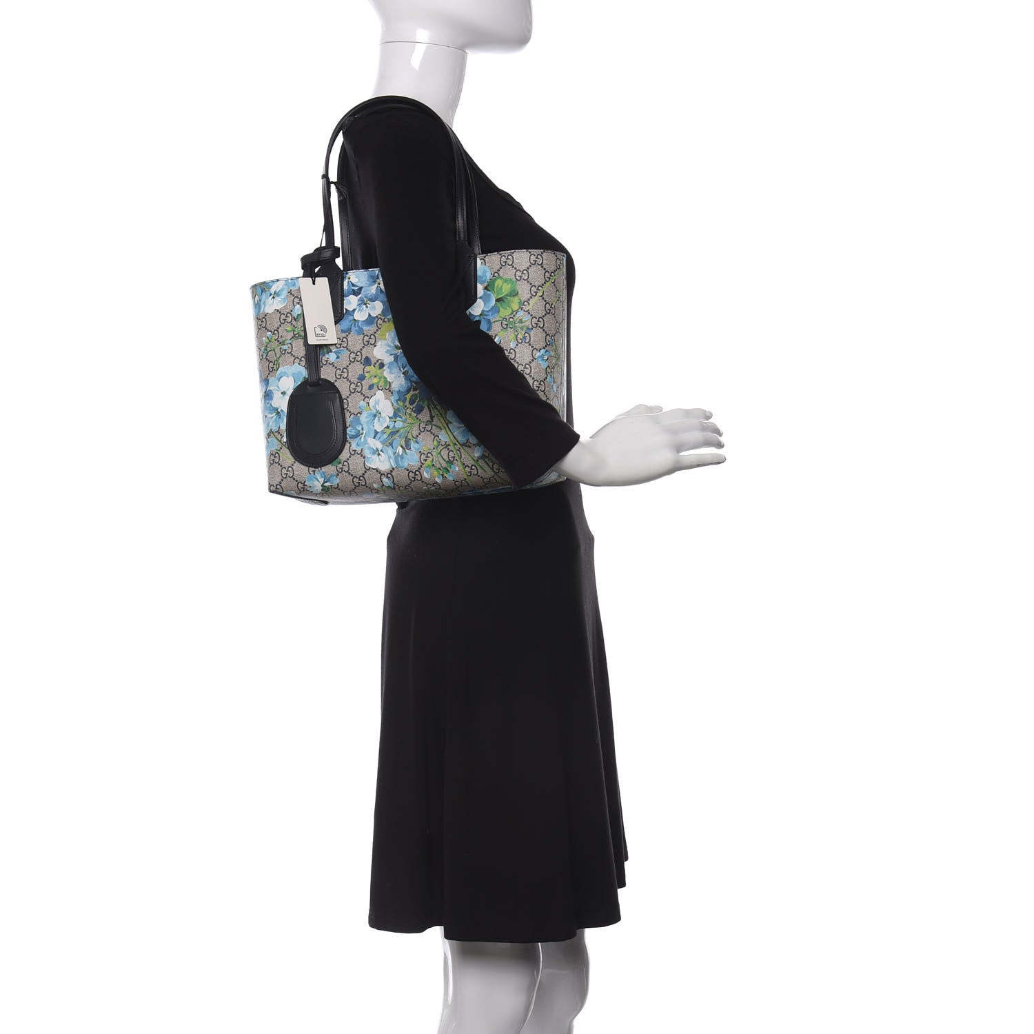 Gucci GG Supreme Monogram Blooms Small Reversible Tote Beige Blue Navy 2 of 15