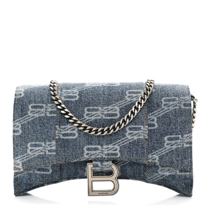 Balenciaga Denim BB Monogram Hourglass Chain Bag Blue 1 of 9