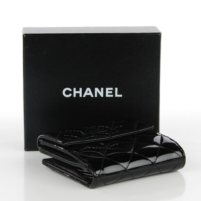 Chanel Patent Quilted CC French Wallet Black 4 of 8