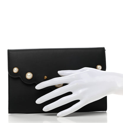 Gucci Calfskin Mini Peony Pearly Clutch Black 2 of 10