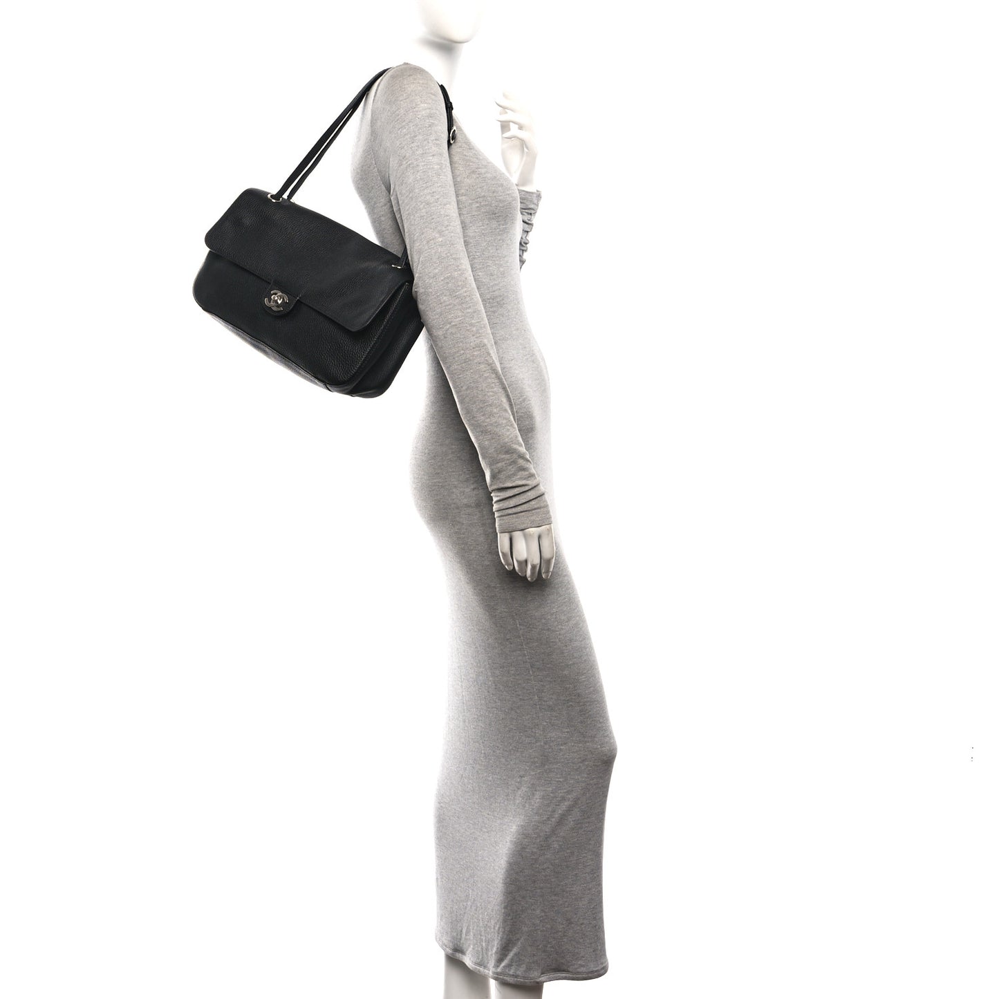 Grained Calfskin Small Souplissimo Maxi Flap Black
