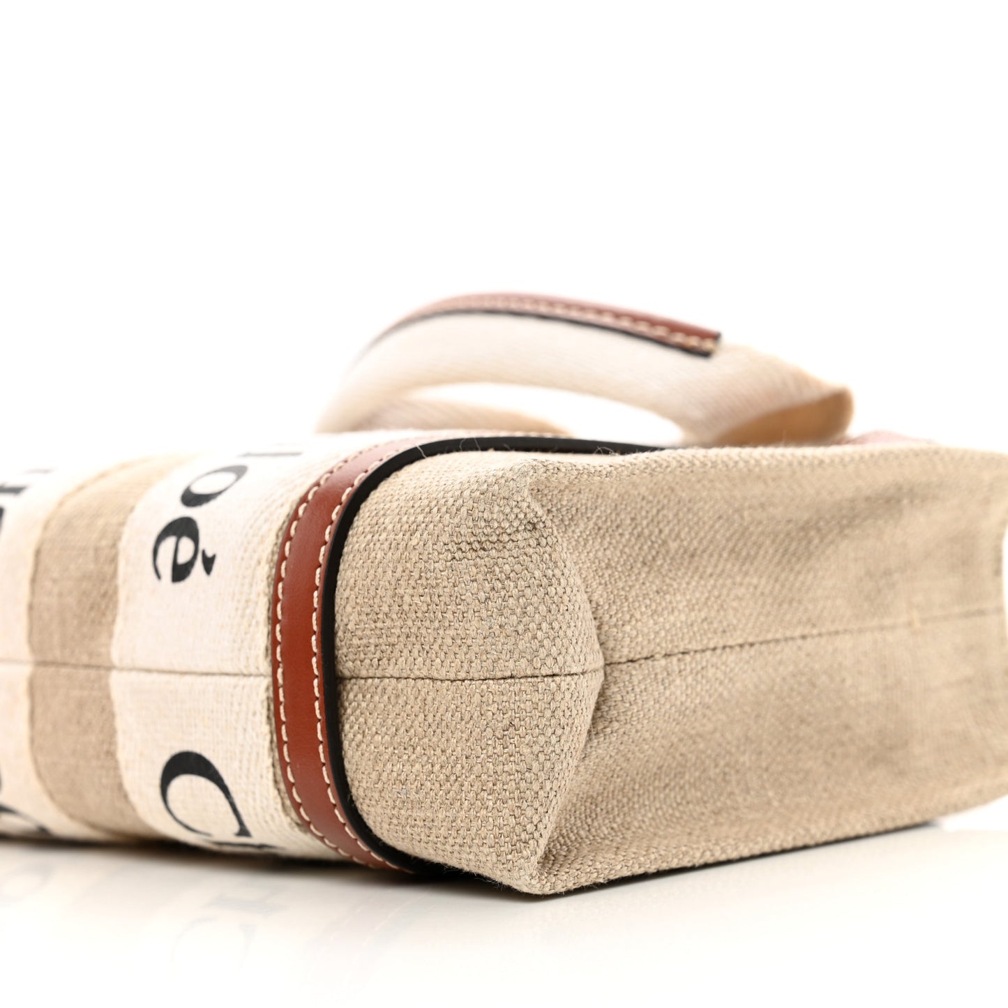 Cotton Calfskin Mini Woody Ribbon Tote White Brown