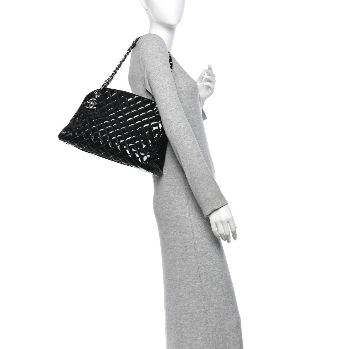 Chanel Patent Quilted Large Just Mademoiselle Bowling Bag Black 2 of 10