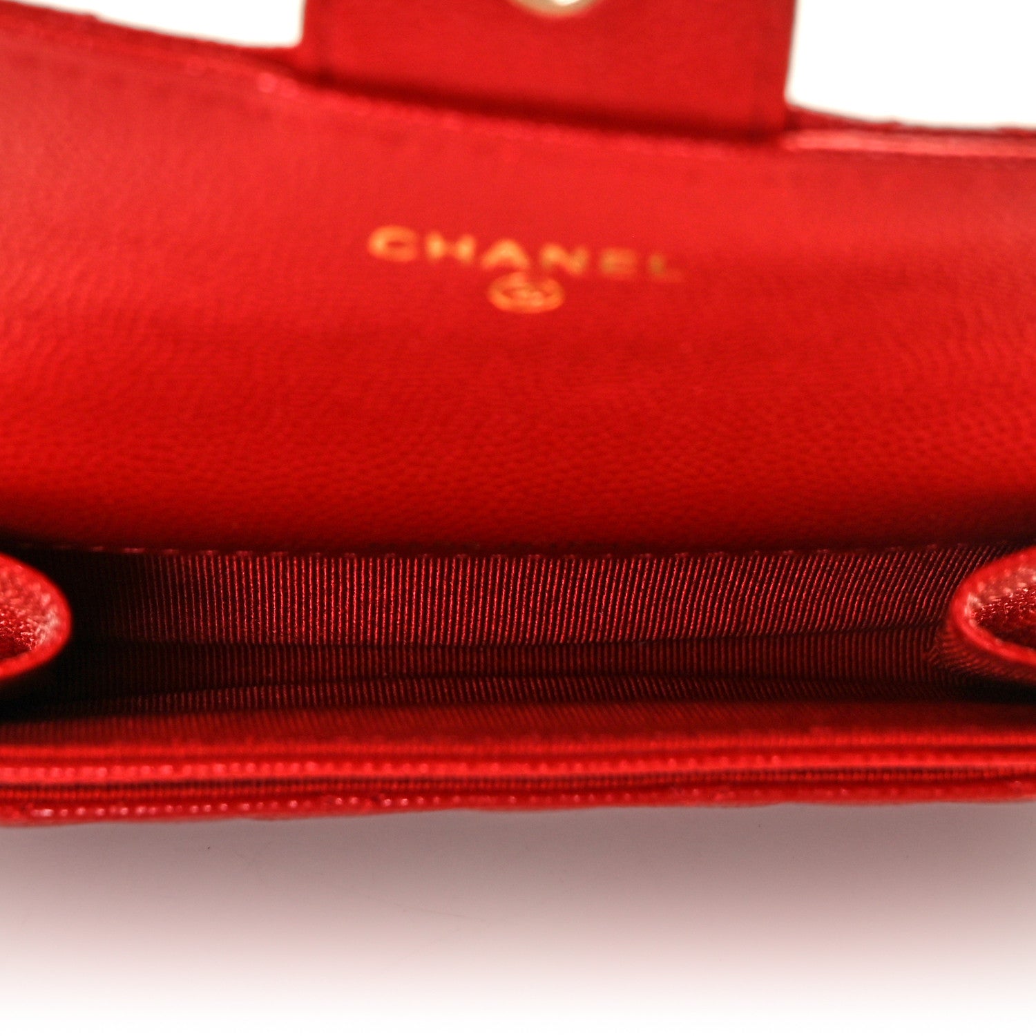 Chanel Caviar Quilted Flap Card Holder Wallet Red 5 of 12
