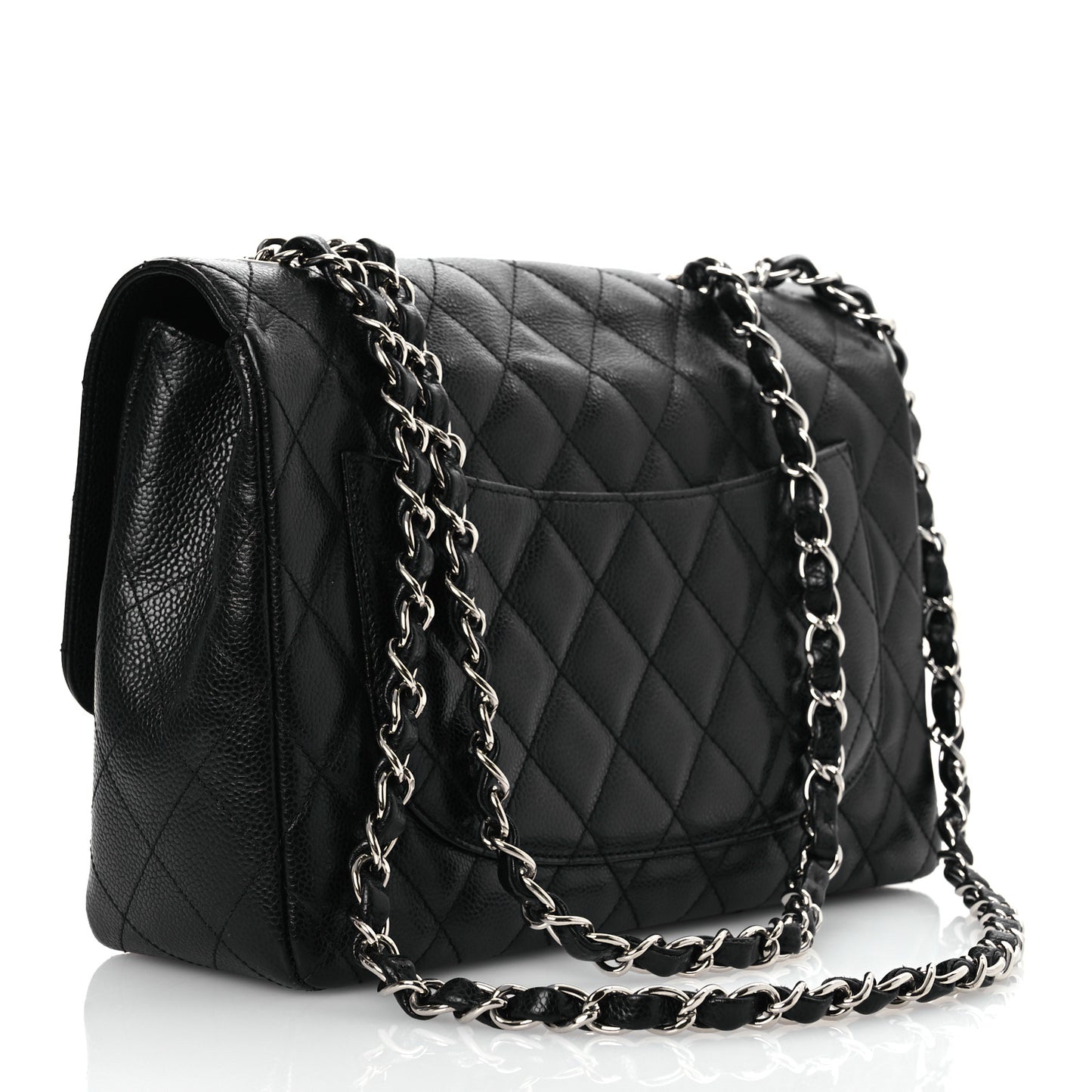 Caviar Quilted Jumbo Double Flap Black