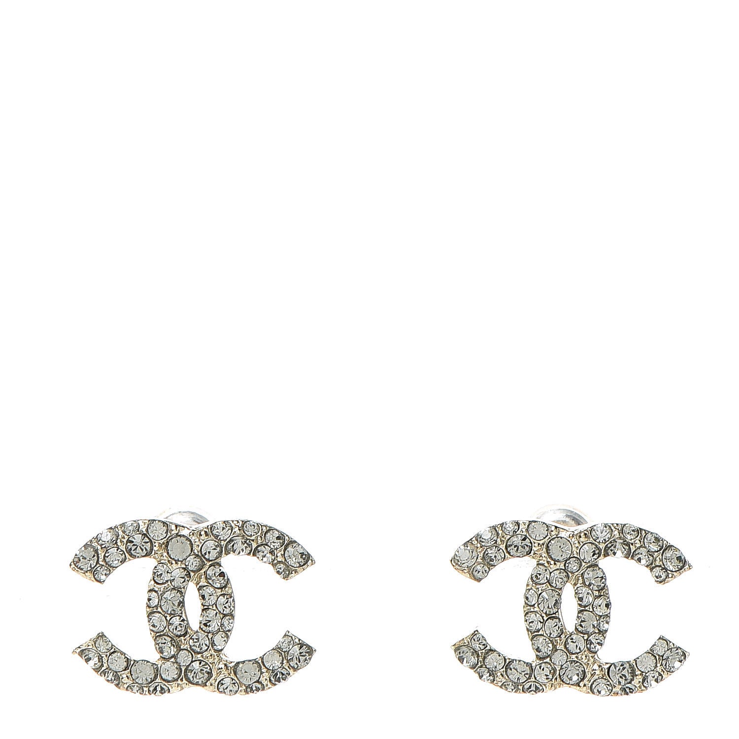 Chanel Crystal CC Earrings Gold 1 of 5