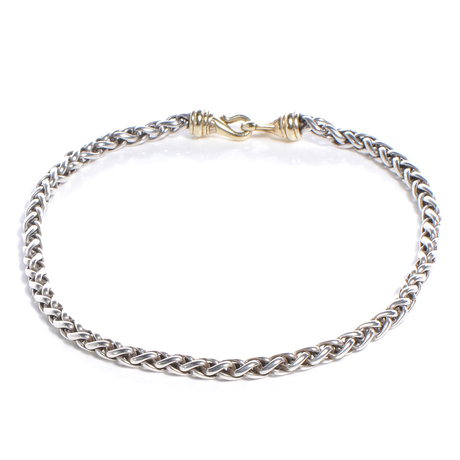 David Yurman 18K Gold Sterling Silver Wheat Necklace 3 of 5