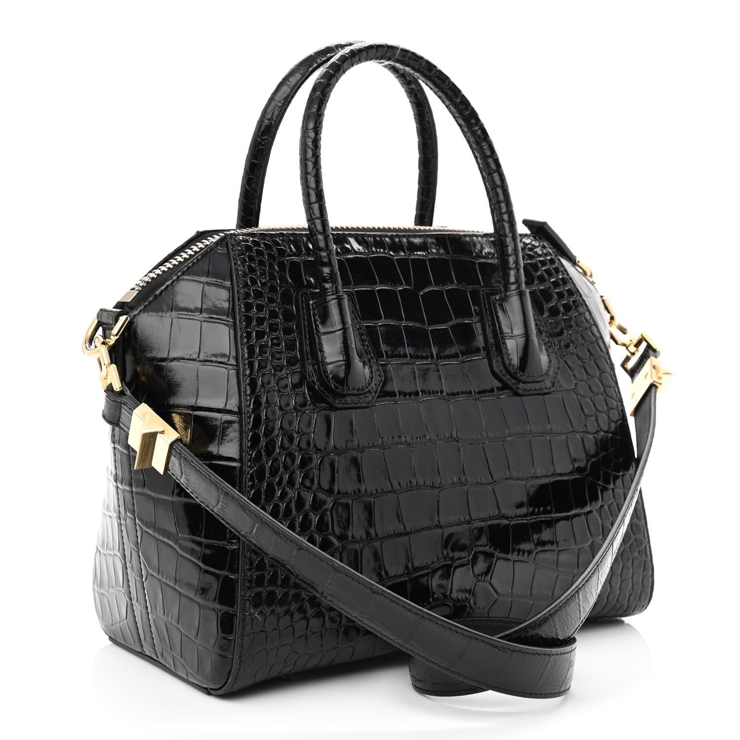 Givenchy Calfskin Crocodile Embossed Small Antigona Black 3 of 10
