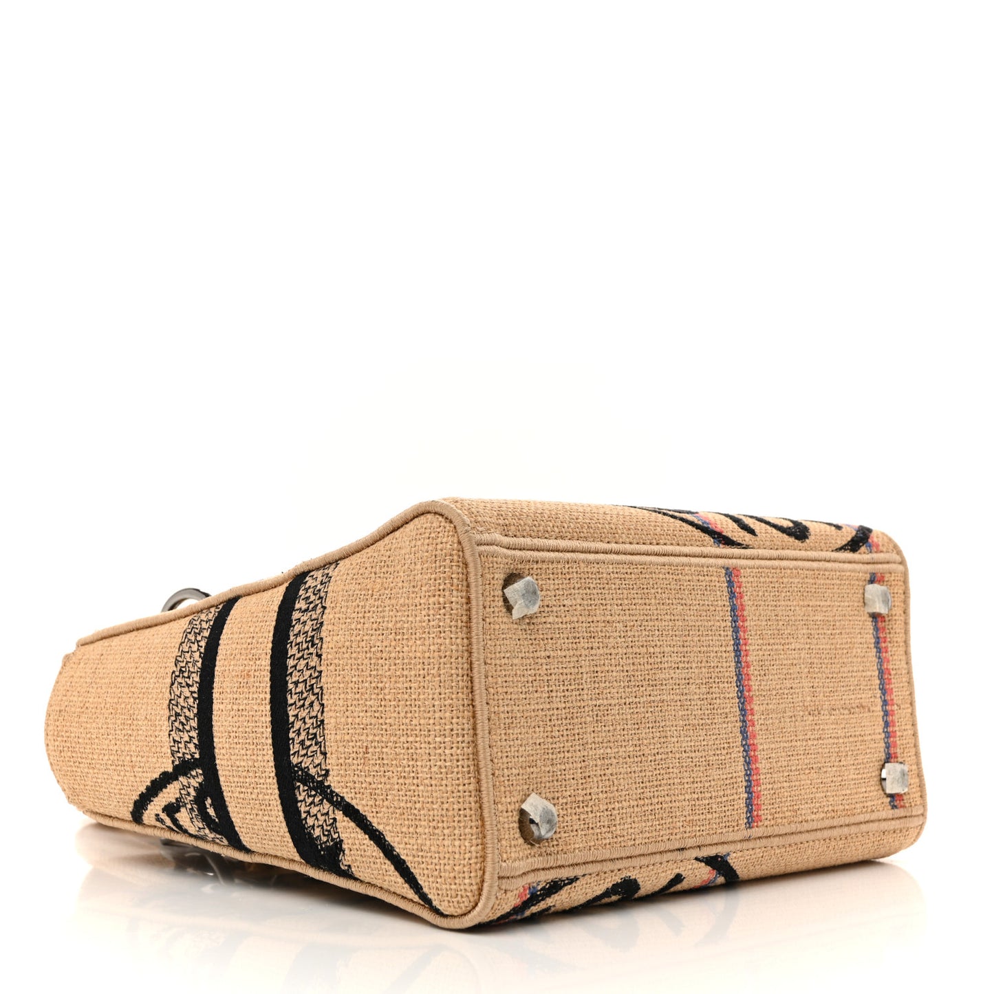 Canvas Jute Embroidered Medium Lady D-Lite Beige Multicolor