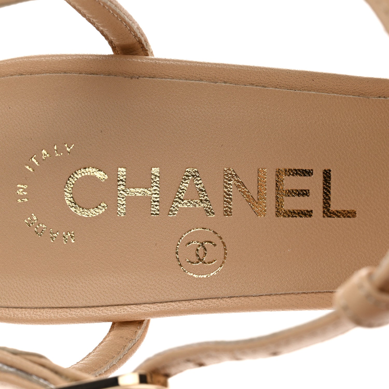 Chanel Lambskin Cap Toe CC Slingback Pumps 37 Beige Black 7 of 10