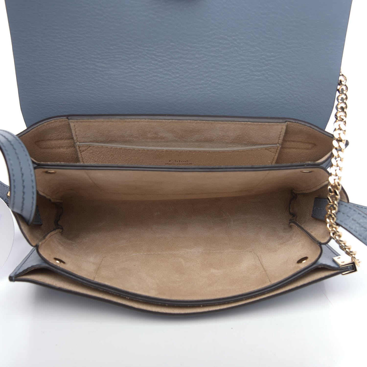 Chloe Suede Calfskin Small Faye Shoulder Bag Ash Blue 5 of 9