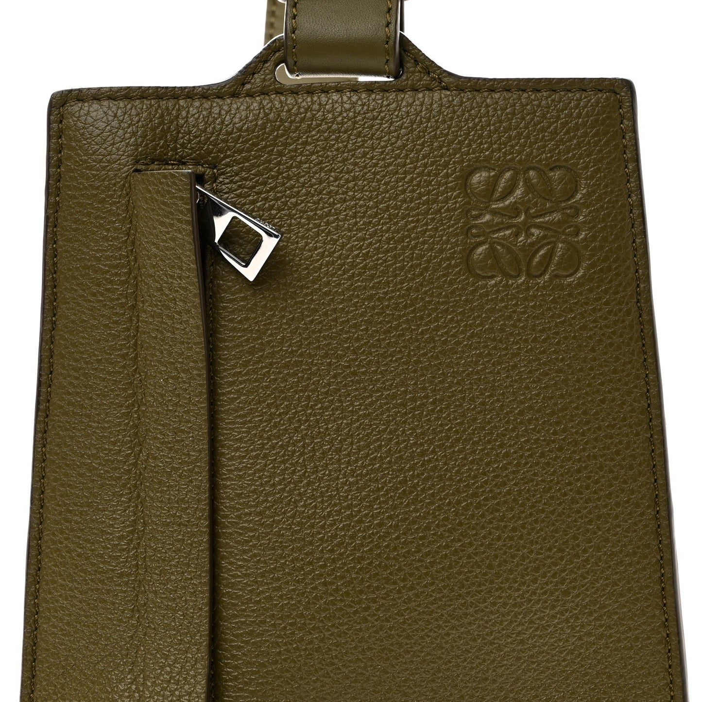 Soft Grained Calfskin Vertical T-Pocket Crossbody Bag Khaki Green