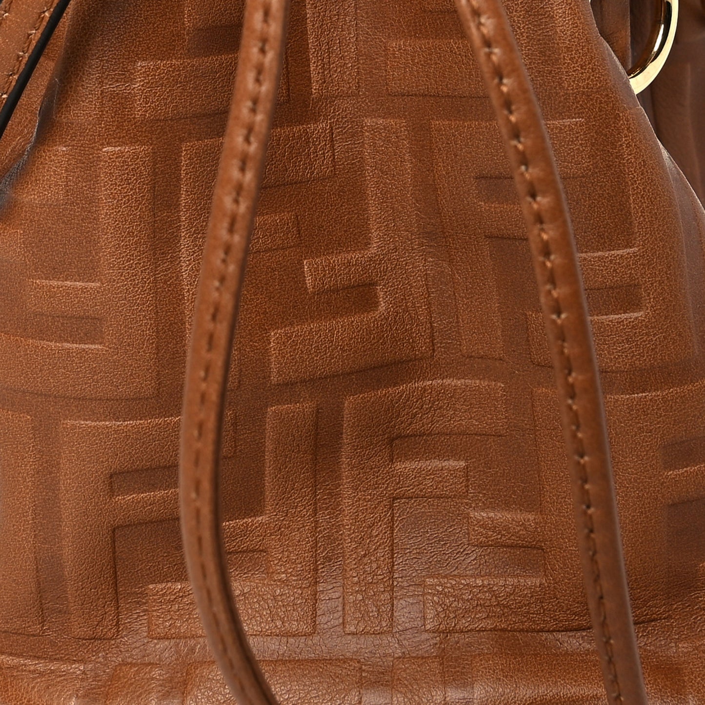 Vitello Cristallo Nature F is Fendi FF 1974 Embossed Mini Mon Tresor Bucket Bag Cuoio