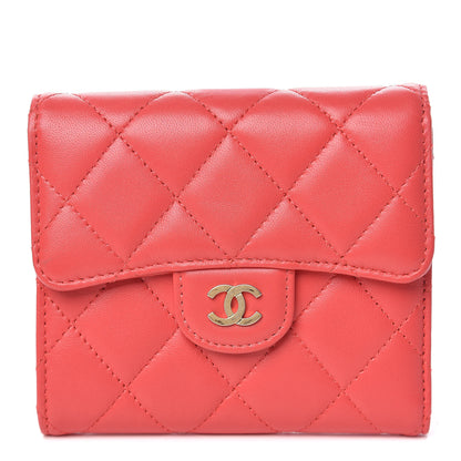 Chanel Lambskin Quilted Small Compact Wallet Red 1 of 10