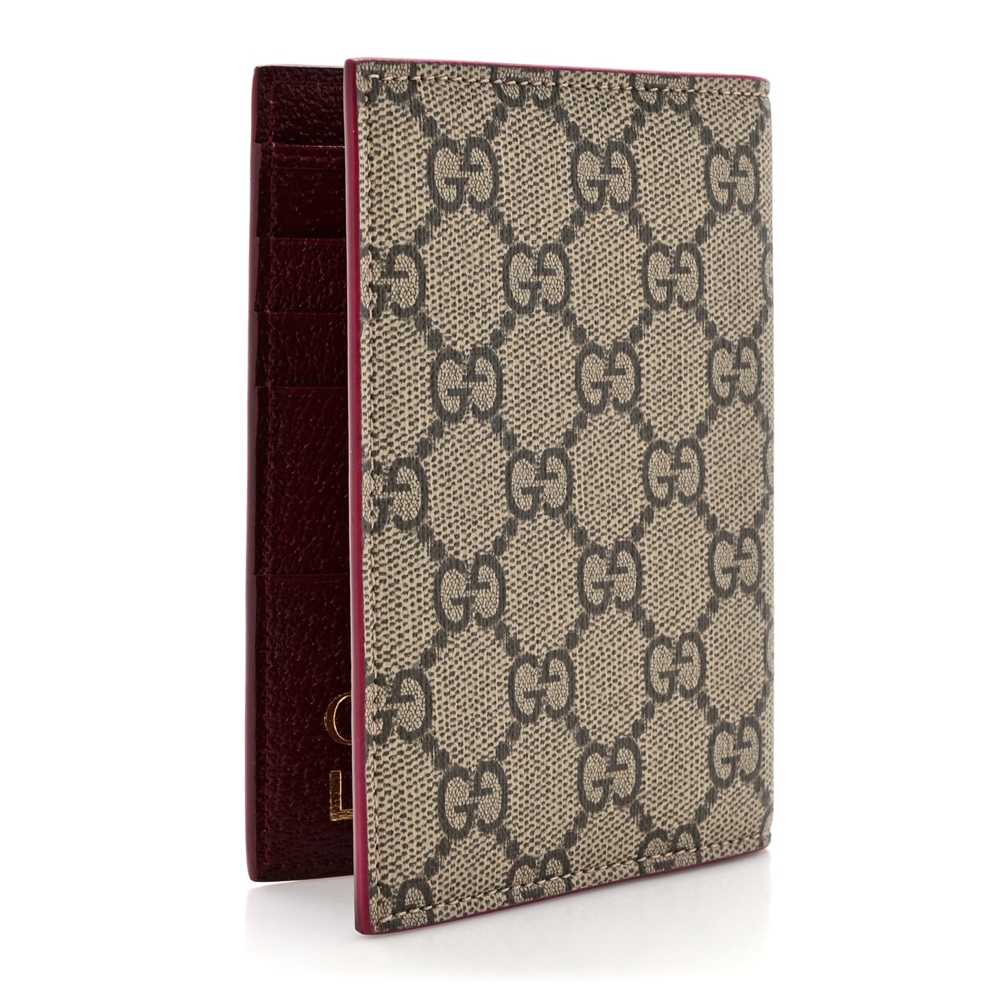 GG Supreme Monogram Passport Card Case Beige Bordeaux
