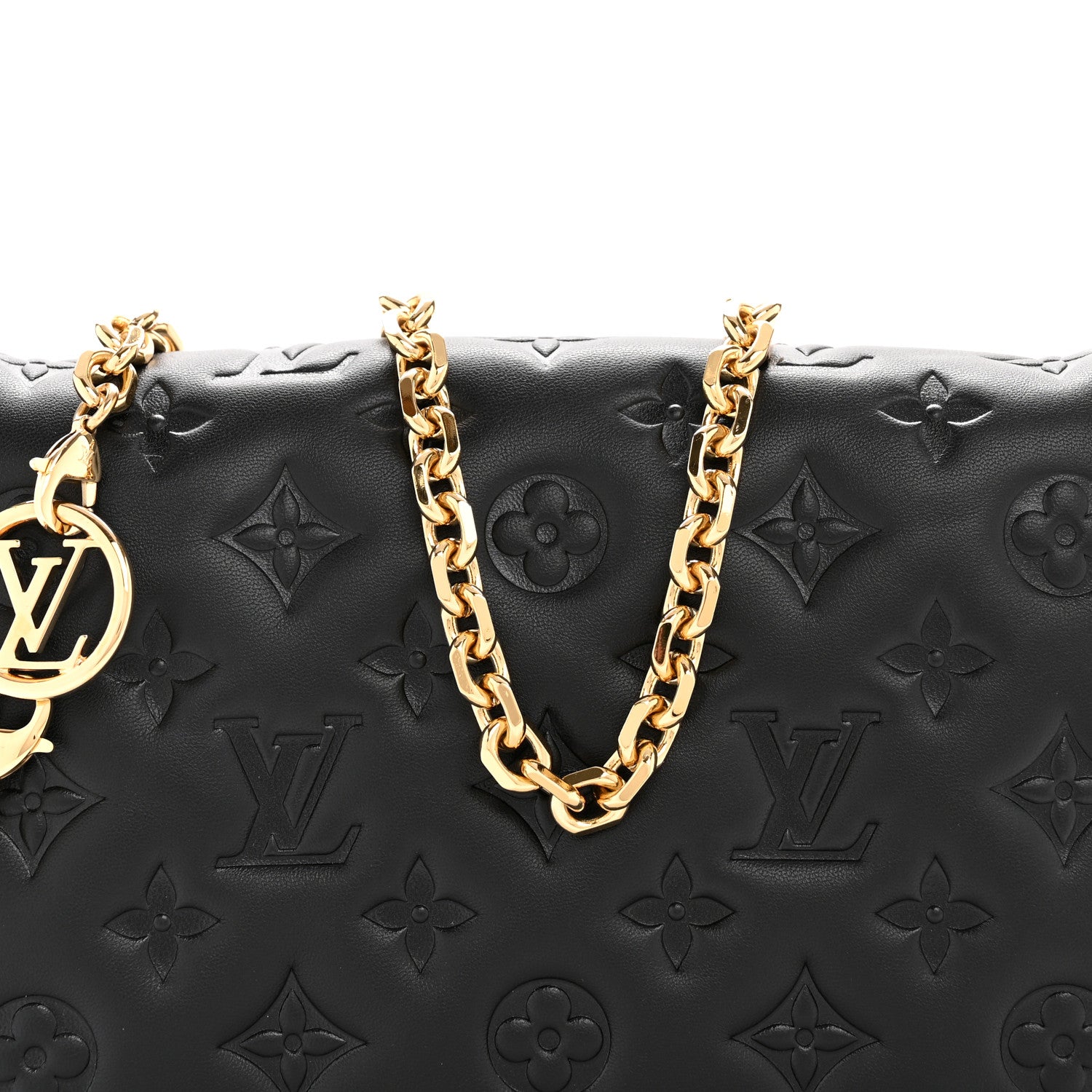 Louis Vuitton Lambskin Embossed Monogram Pochette Coussin Black