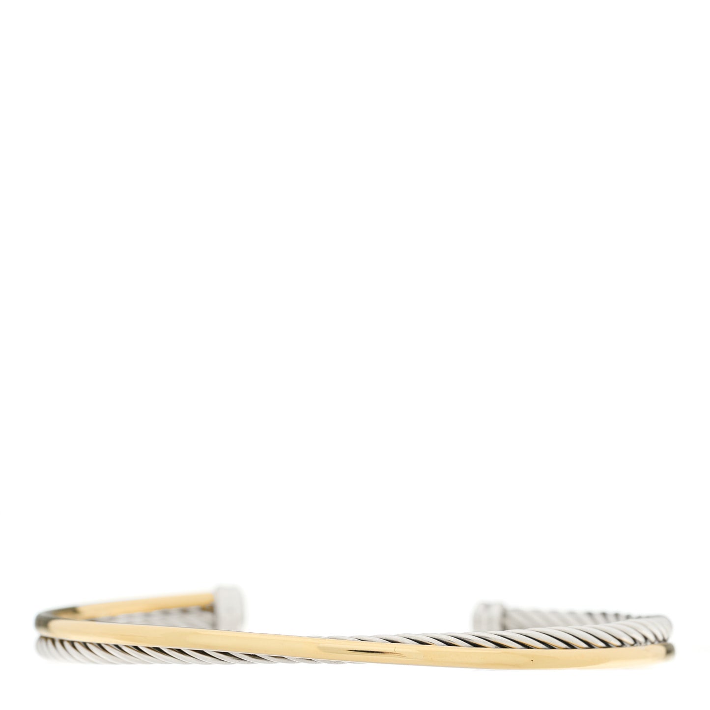 Sterling Silver 18K Yellow Gold 3mm Crossover Cuff Bracelet
