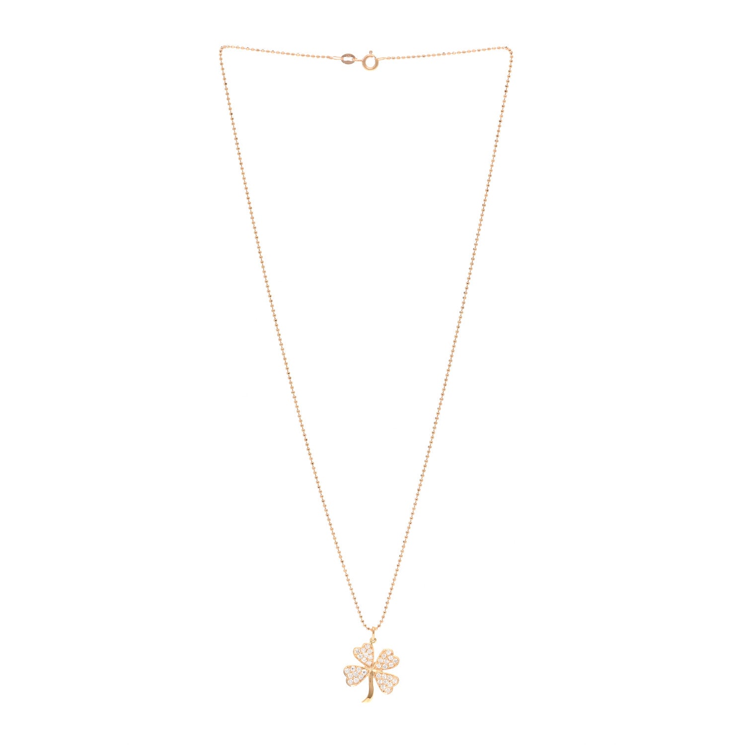 Jennifer Meyer 18K Rose Gold Diamond Large Clover Pendant Necklace 3 of 4