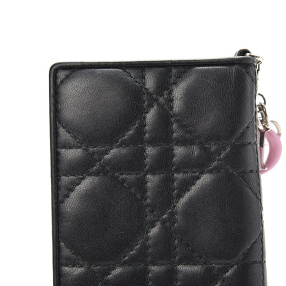 Christian Dior Lambskin Cannage Bi-Color Small Lady Dior Flap Card Holder Black Pink 8 of 10