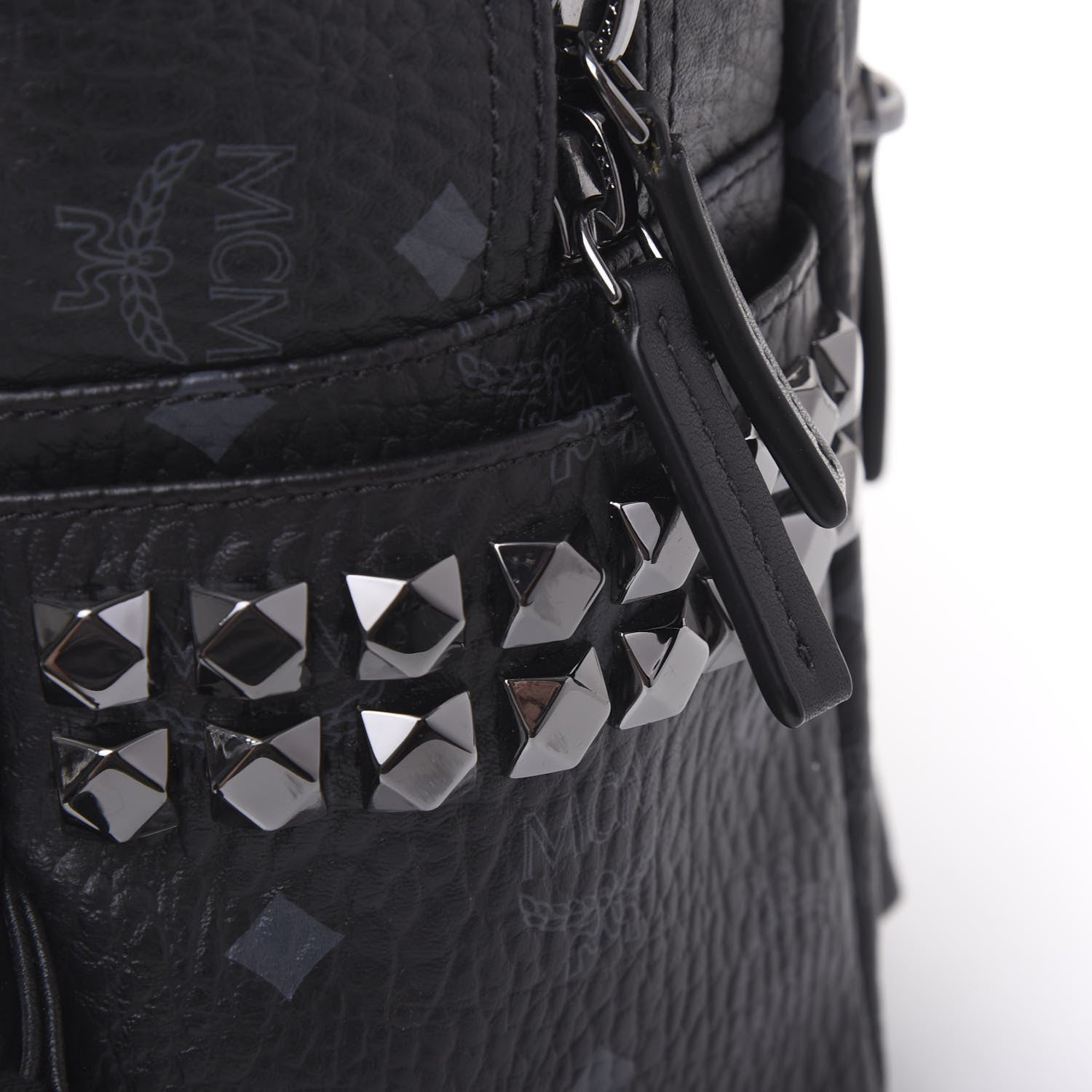 MCM Visetos Small Side Stud Stark Backpack Black 11 of 12