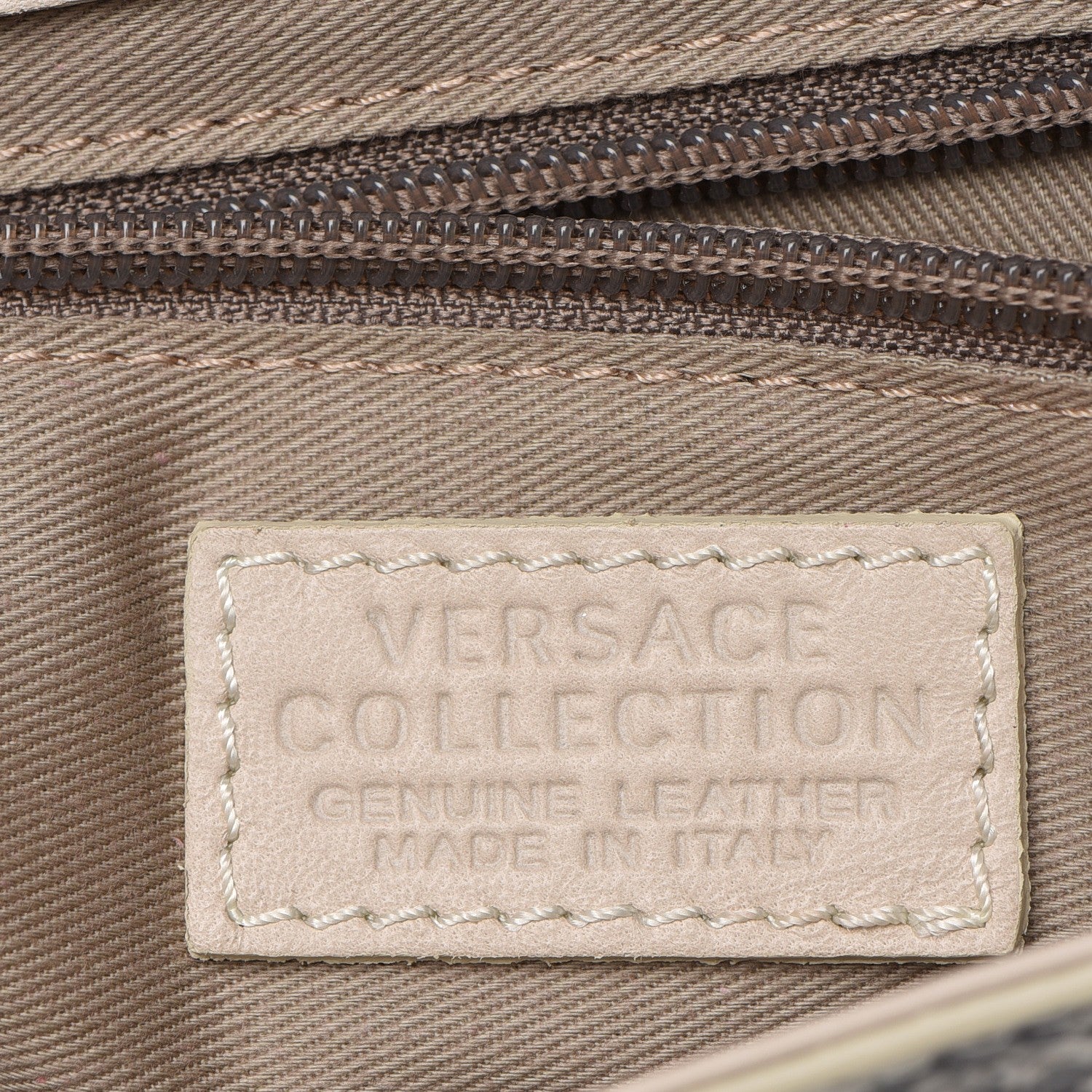 Versace Python Embossed Satchel Beige Black 9 of 14
