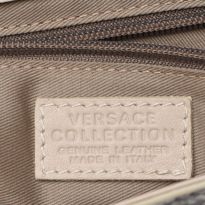 Versace Python Embossed Satchel Beige Black 9 of 14