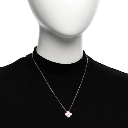 Van Cleef & Arpels VAN CLEEF & ARPELS 18K Rose Gold Diamond Pink Porcelain Vintage Alhambra Pendant Necklace 2 of 6