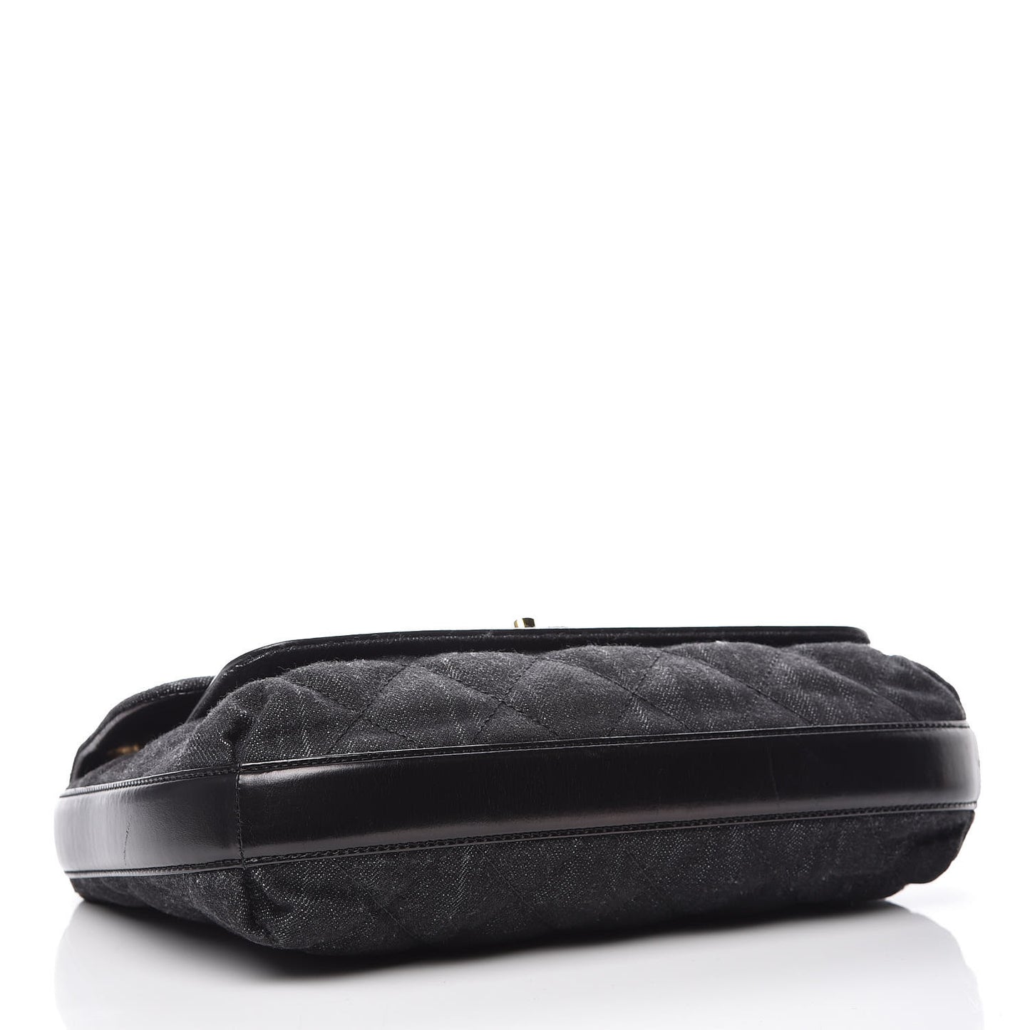 Denim Calfskin Quilted Small Flap Black
