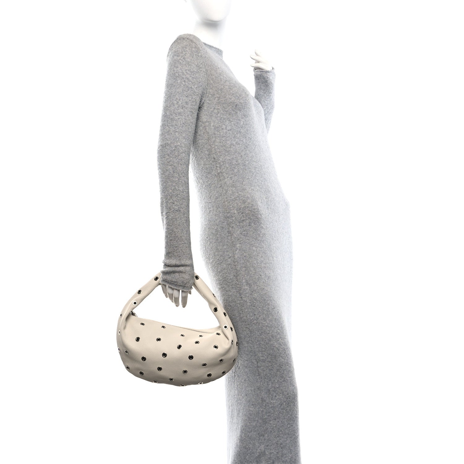 Khaite Pebbled Calfskin Grommet Medium Olivia Hobo Dark Ivory 2 of 9