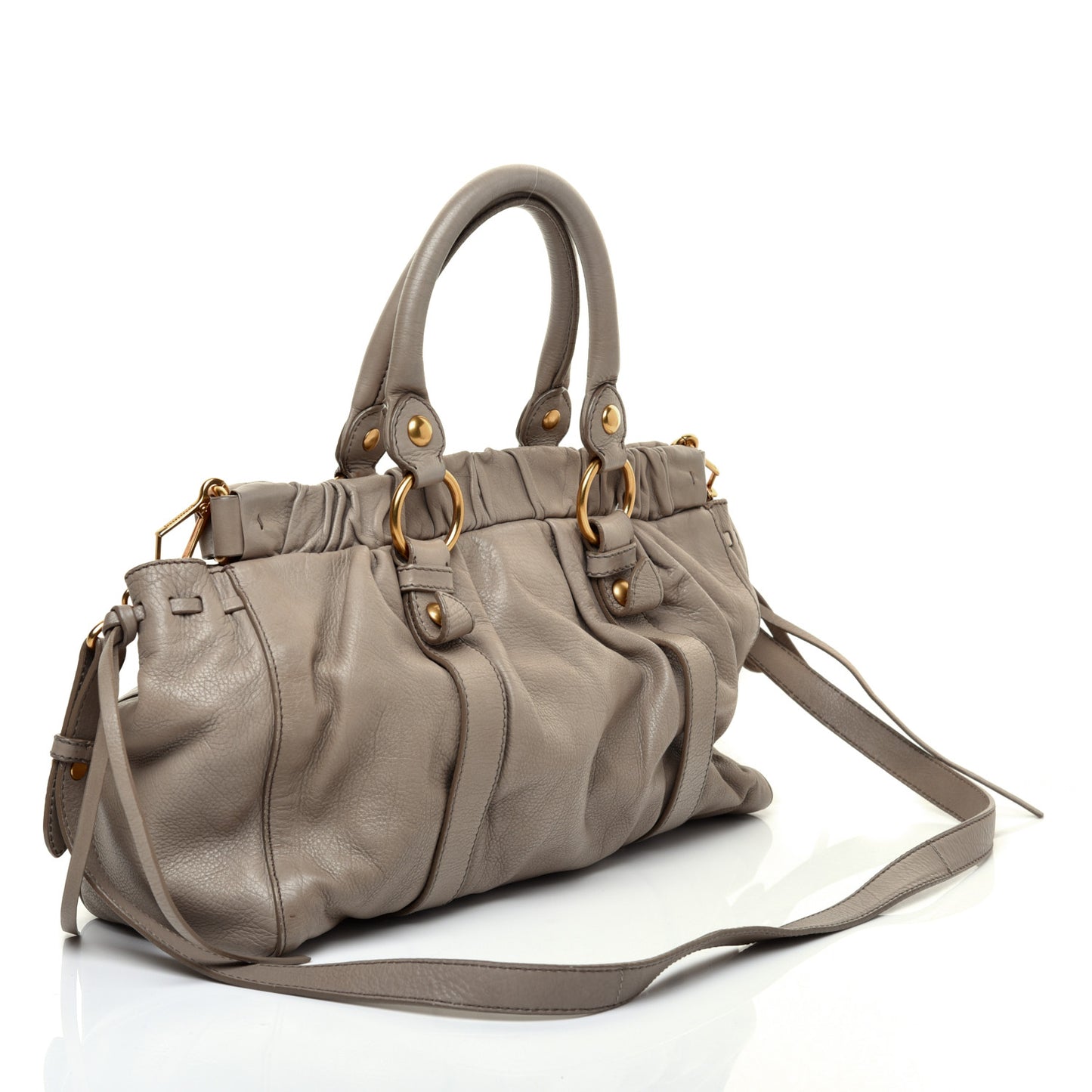 Vitello Shine Top Handle Satchel Cammeo