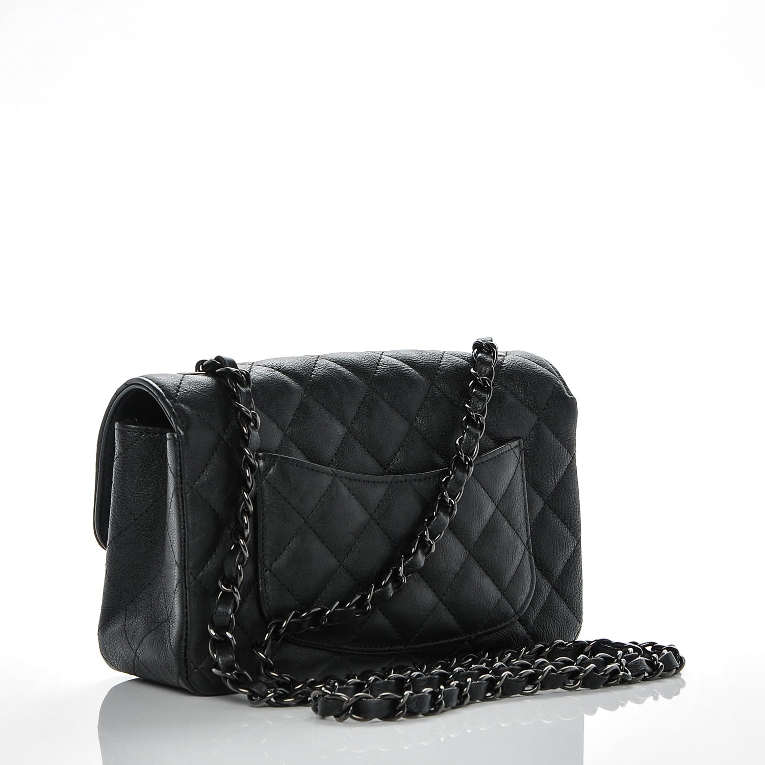 Chanel Crumpled Calfskin Quilted Mini Rectangular Flap So Black 3 of 8