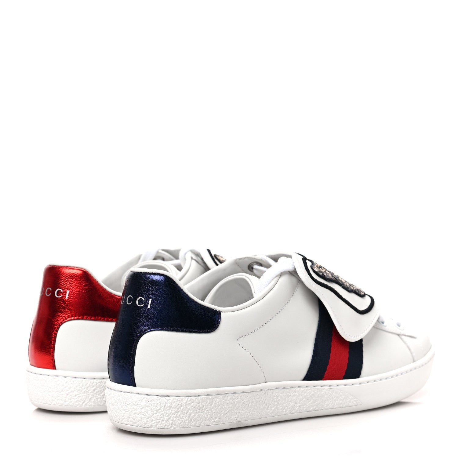 Gucci Calfskin Ayers Web Womens Ace Bow Lace Sneakers 38 White 4 of 8