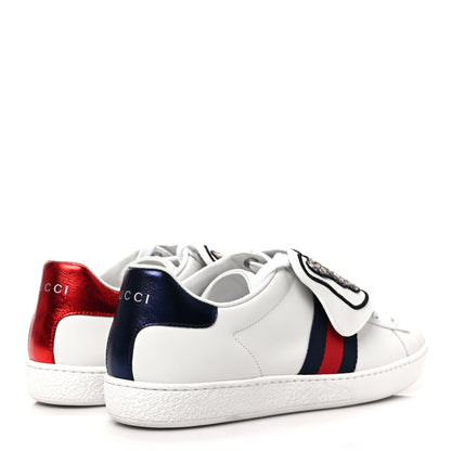 Gucci Calfskin Ayers Web Womens Ace Bow Lace Sneakers 38 White 4 of 8