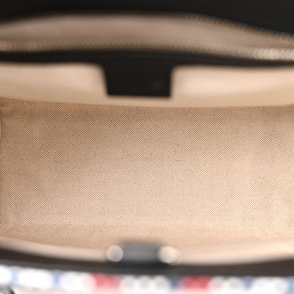 Gucci Canvas Plaid ICCUG Embroidered Small Tote Bag Black White Red Blue Smile Yellow 5 of 12