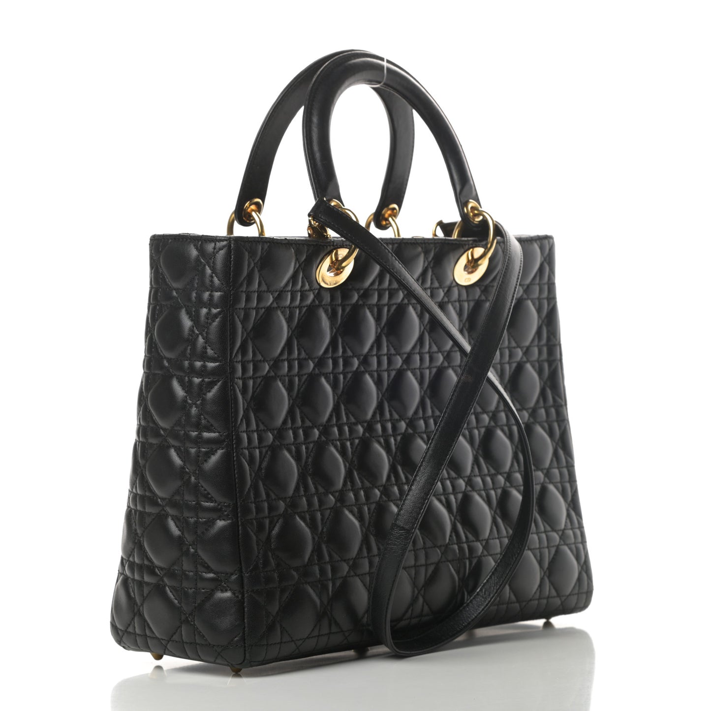 Lambskin Cannage Large Lady Dior Black