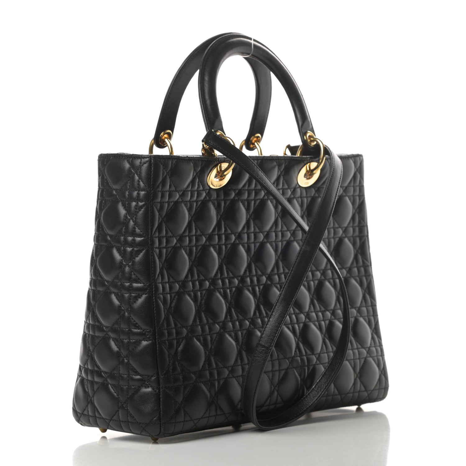 Christian Dior Lambskin Cannage Large Lady Dior Black 3 of 16