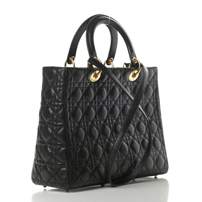 Christian Dior Lambskin Cannage Large Lady Dior Black 3 of 16