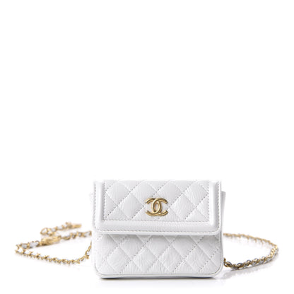 Chanel Shiny Aged Calfskin Quilted Waist Belt Bag White 1 of 11