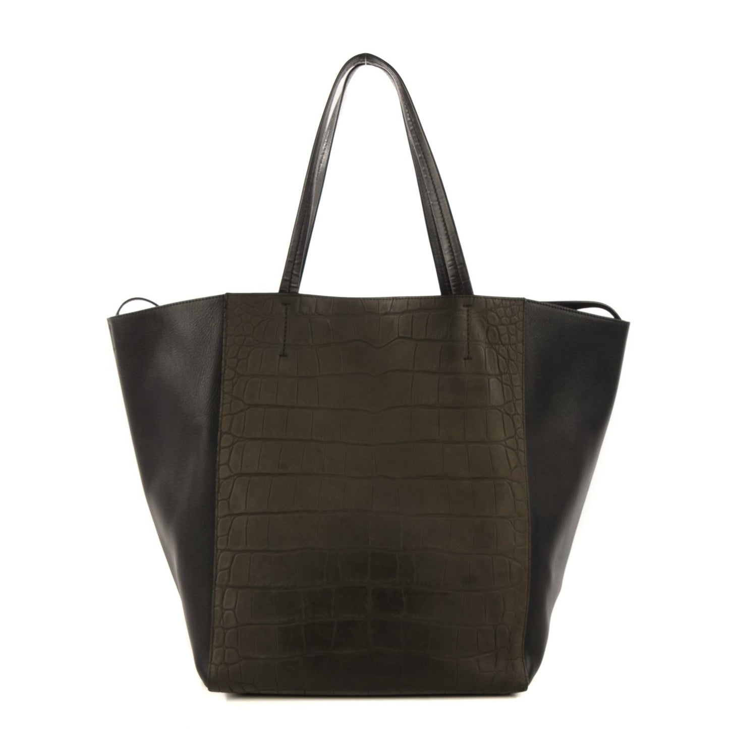 Crocodile Embossed Medium Horizontal Cabas Phantom Black