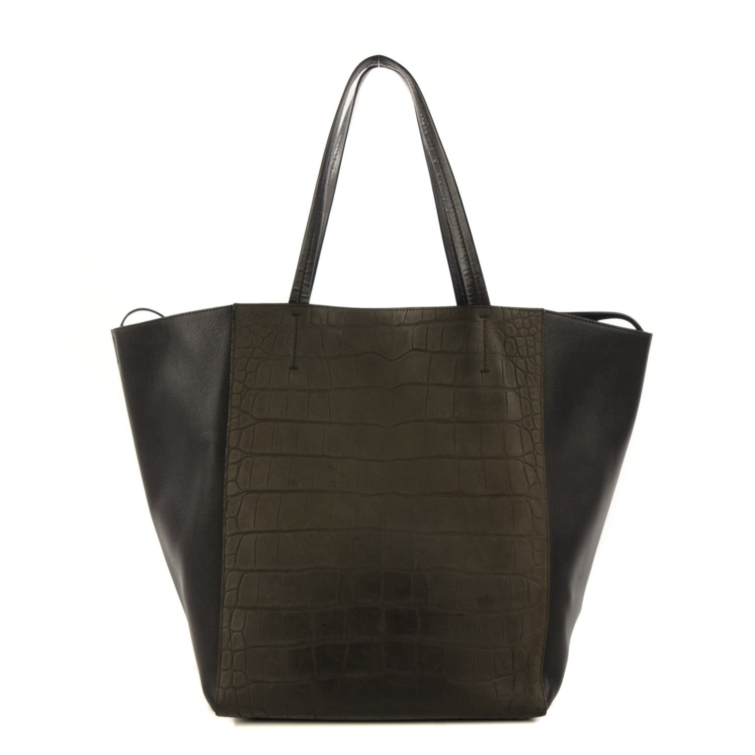 Celine Crocodile Embossed Medium Horizontal Cabas Phantom Black 1 of 9