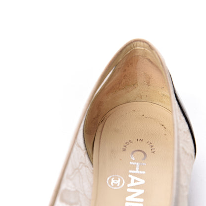 Chanel Lace Patent Calfskin Cap Toe CC Ballerina Flats 36.5 Off White Black 13 of 18